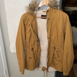 Mustard Yellow Park Sherpa Lined Jacket